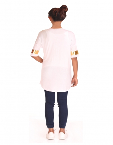 Long Tee with Gold Foil Print